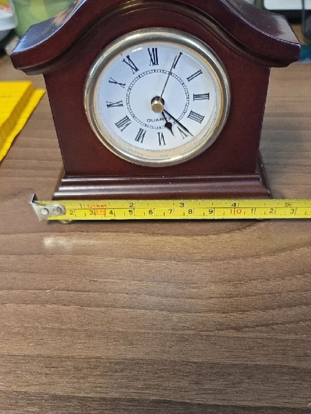 Bombay Mahogany wood Mantel Clock with White Roman Dial